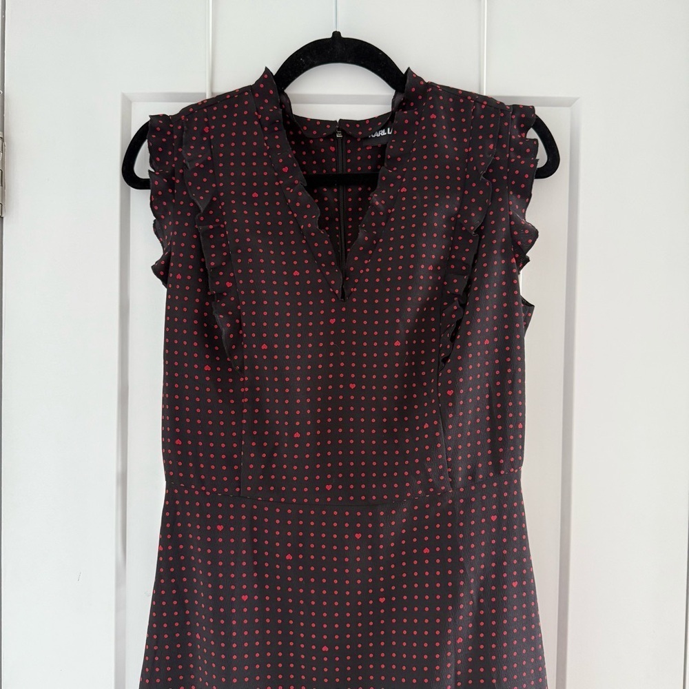 Karl Lagerfeld black & red polka dot sleeveless dress - size 6 (Medium) - Picture 2 of 6